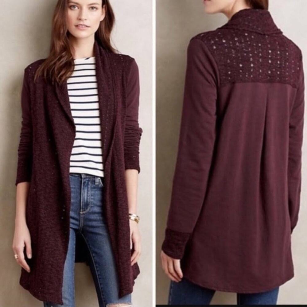 Anthropologie Saturday Sunday Athens Open Front Knit Cardigan Size S
